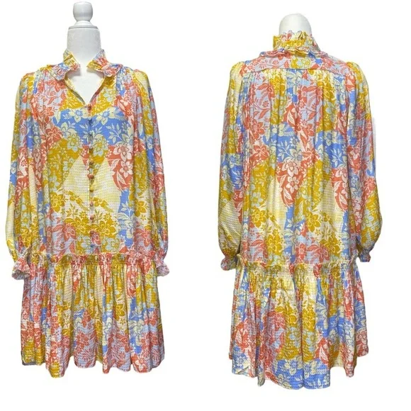 Hunter‎ BellSilk Blakely Dress In Flower Patchwork